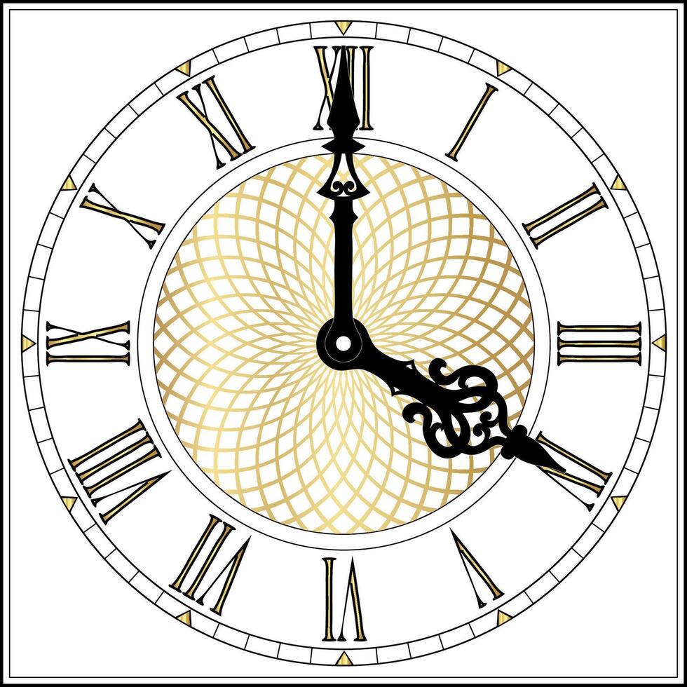 elegant roman numeral clock with golden decoration vector