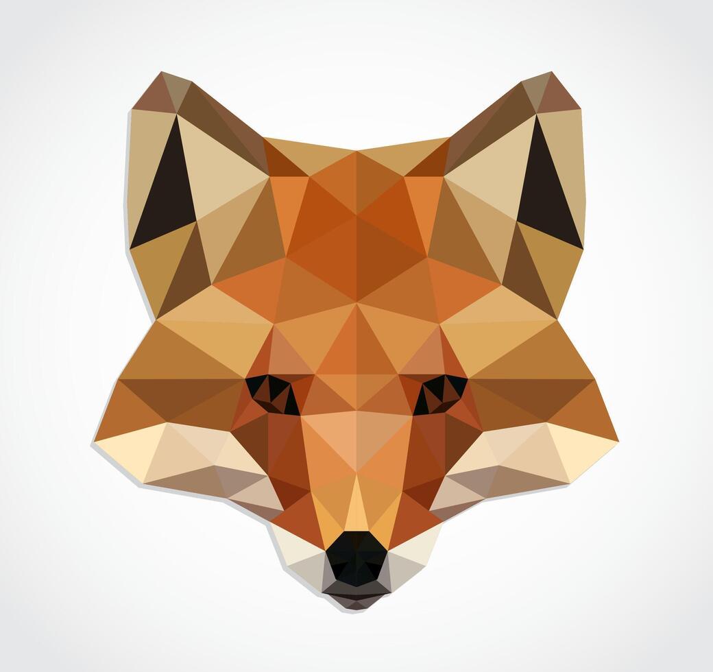 fox head geometric triangle design vector