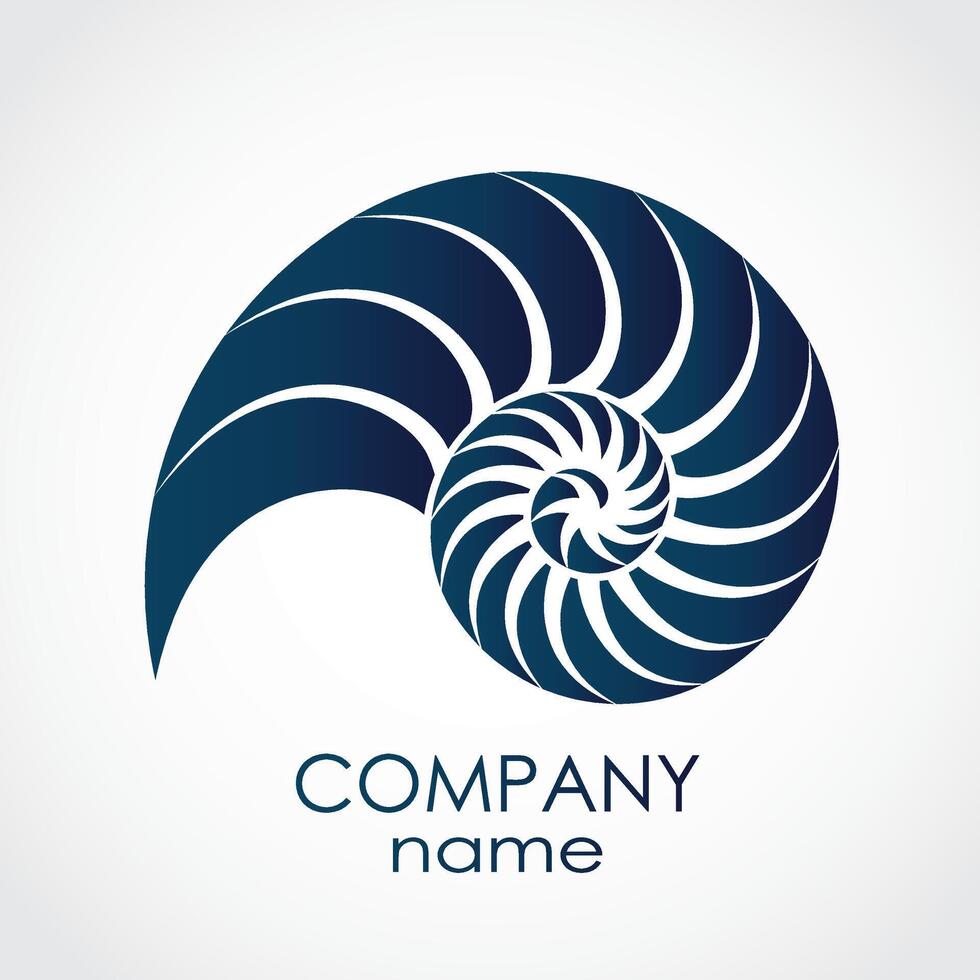 blue color snail shell spiral shape logo vector
