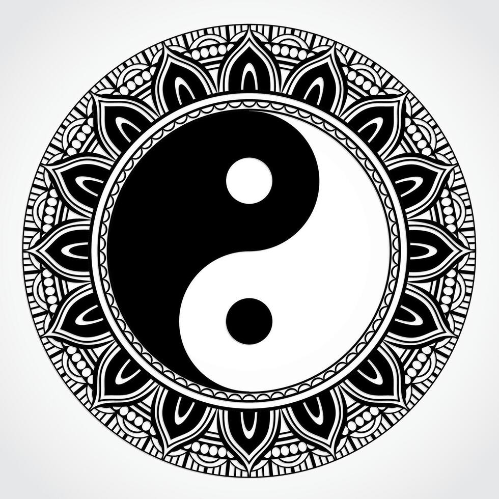 yin yang symbol ornamental mandala circle vector