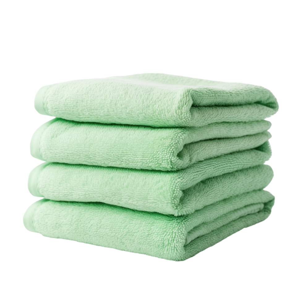 Stack Of Soft Green Towels Folded Neatly On A Transparent Background png