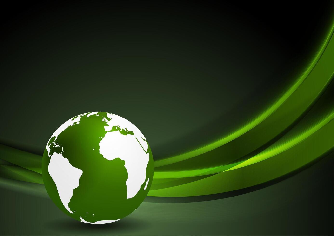 Tech background with globe and smooth waves vector