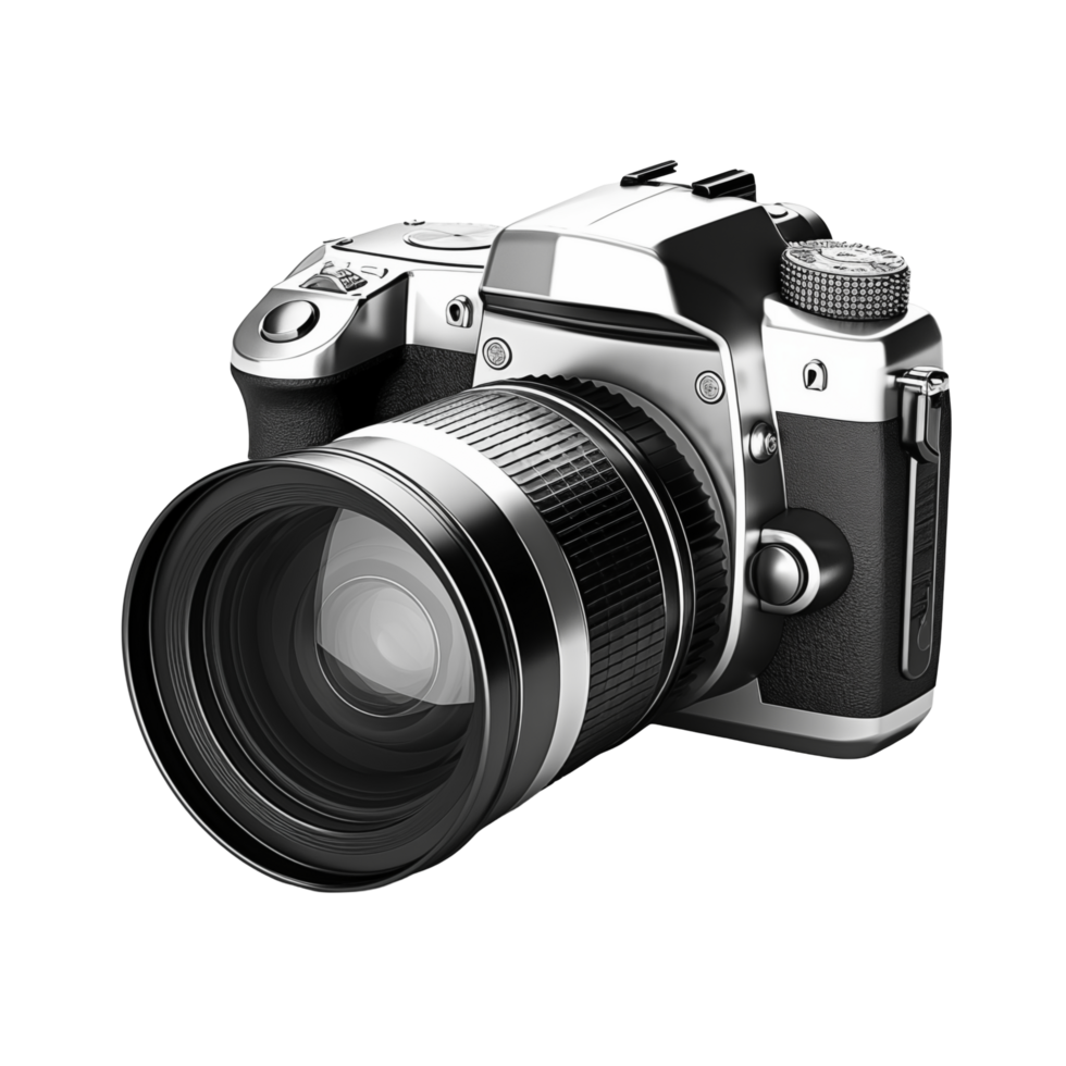 High-Quality DSLR Camera With Large Lens On Transparent Background png