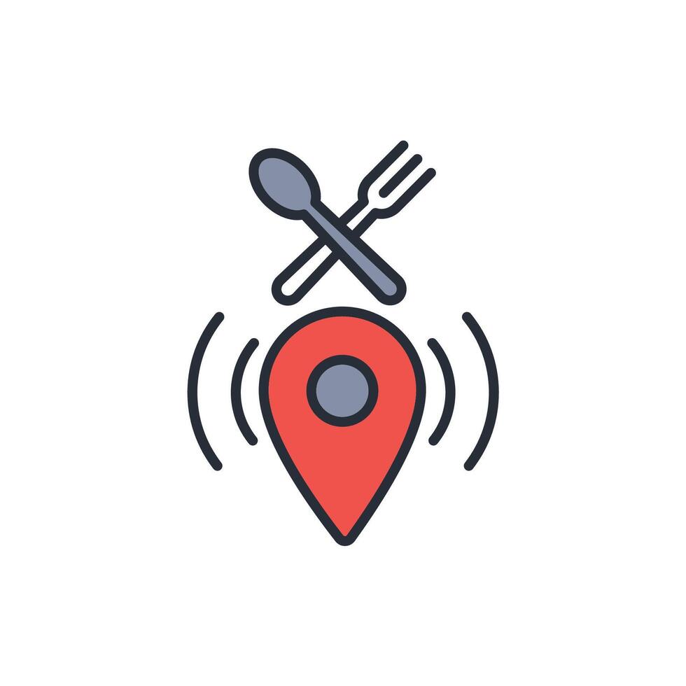 Location food icon. .Editable stroke.linear style sign for use web design,logo.Symbol illustration. vector
