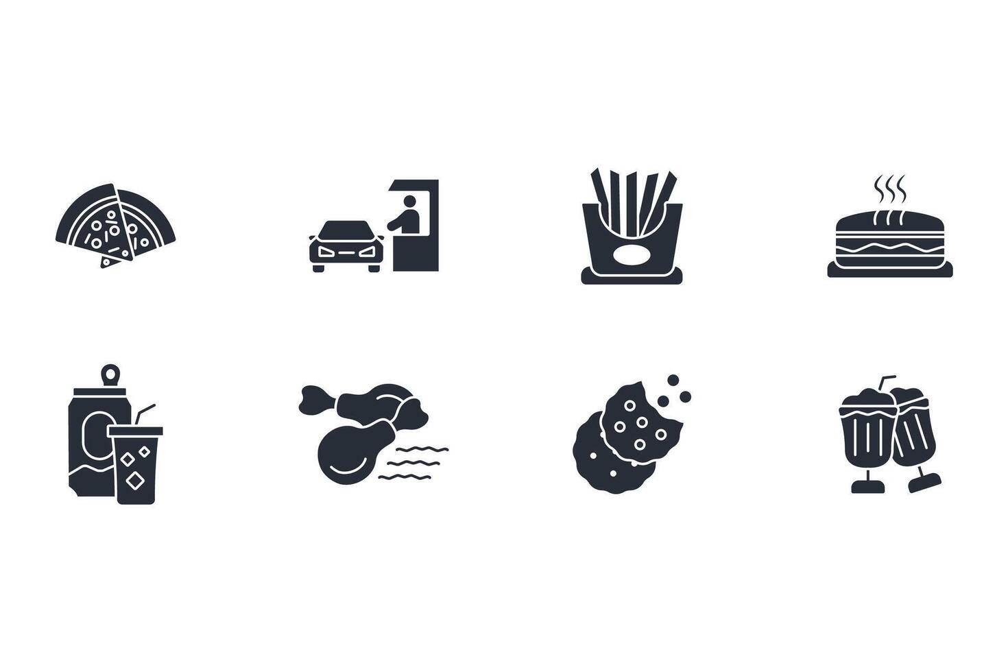 Fast food icon set..Editable stroke.linear style sign for use web design,logo.Symbol illustration. vector