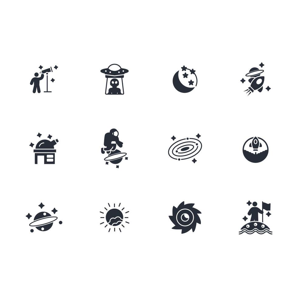 Astronomy icon set..Editable stroke.linear style sign for use web design,logo.Symbol illustration. vector