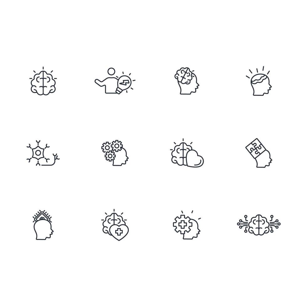 Brain icon set..Editable stroke.linear style sign for use web design,logo.Symbol illustration. vector