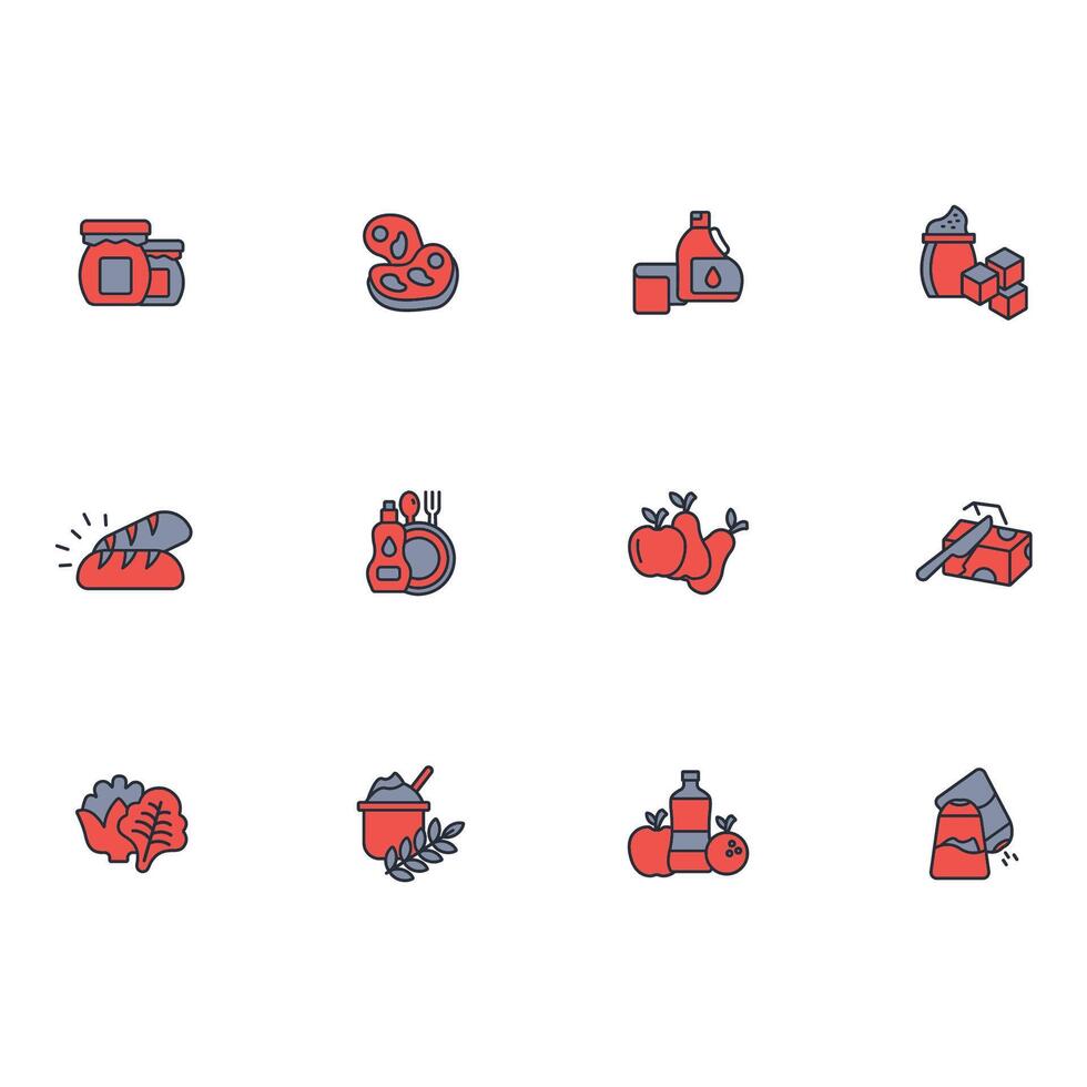 grocery icon set..Editable stroke.linear style sign for use web design,logo.Symbol illustration. vector
