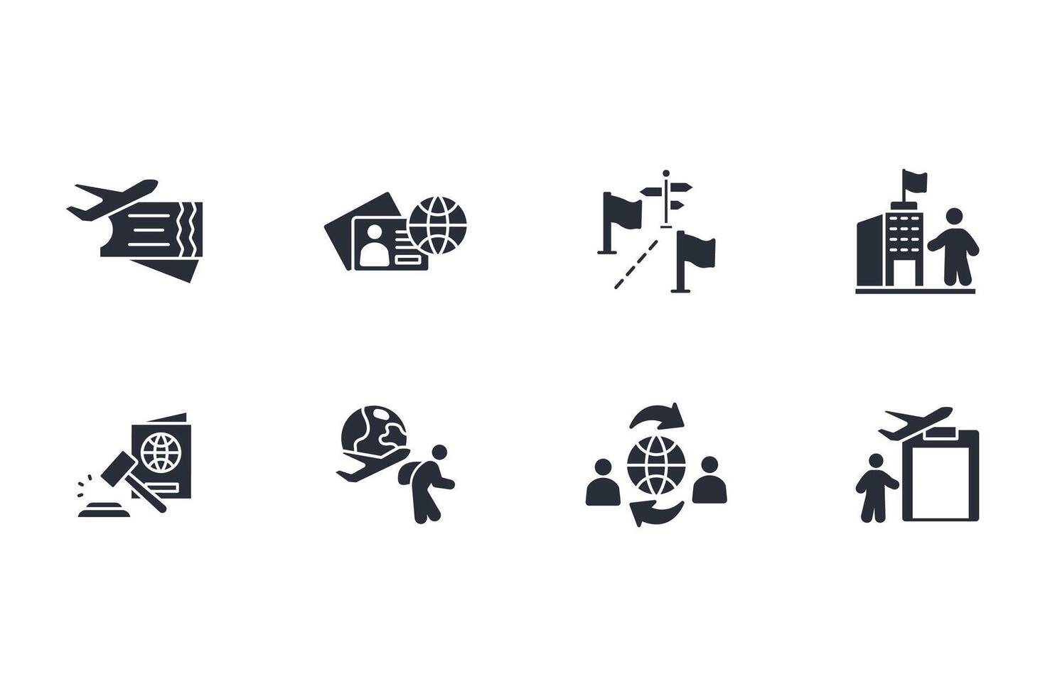 migration icon set..Editable stroke.linear style sign for use web design,logo.Symbol illustration. vector