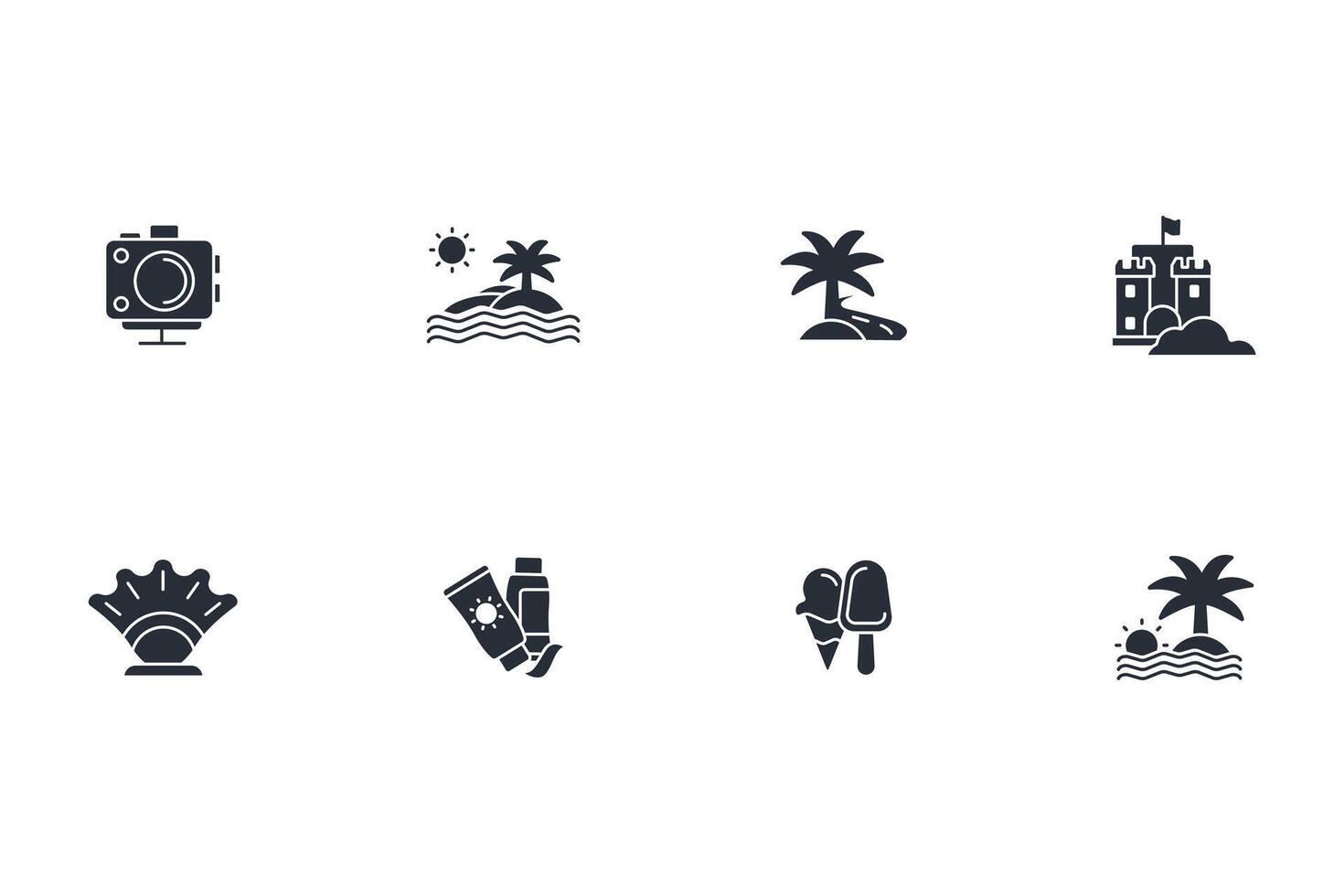 Summer icon set..Editable stroke.linear style sign for use web design,logo.Symbol illustration. vector