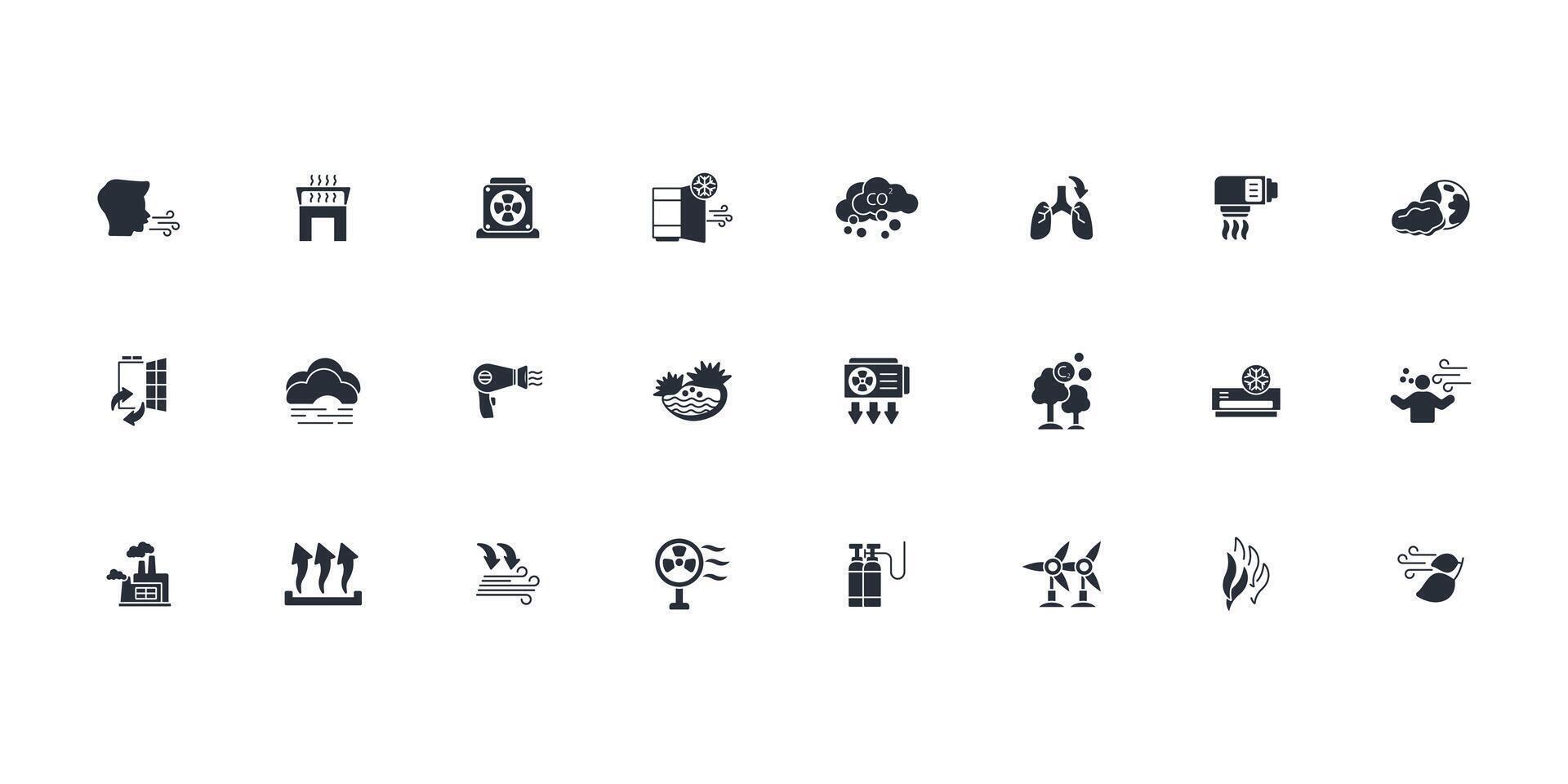 Air icon set..Editable stroke.linear style sign for use web design,logo.Symbol illustration. vector