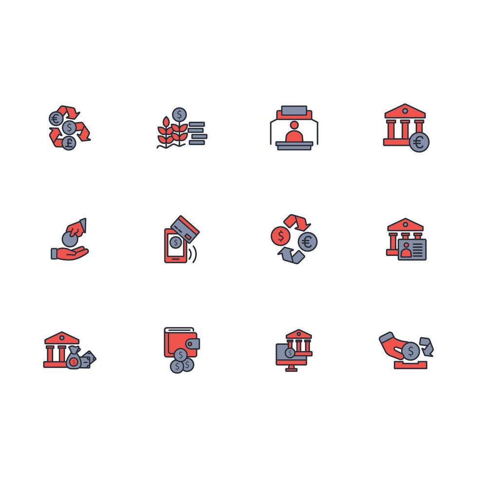 Bank icon set..Editable stroke.linear style sign for use web design,logo.Symbol illustration. vector