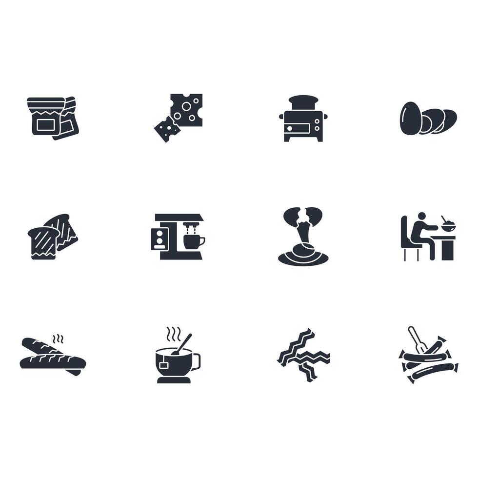 Breakfast icon set..Editable stroke.linear style sign for use web design,logo.Symbol illustration. vector