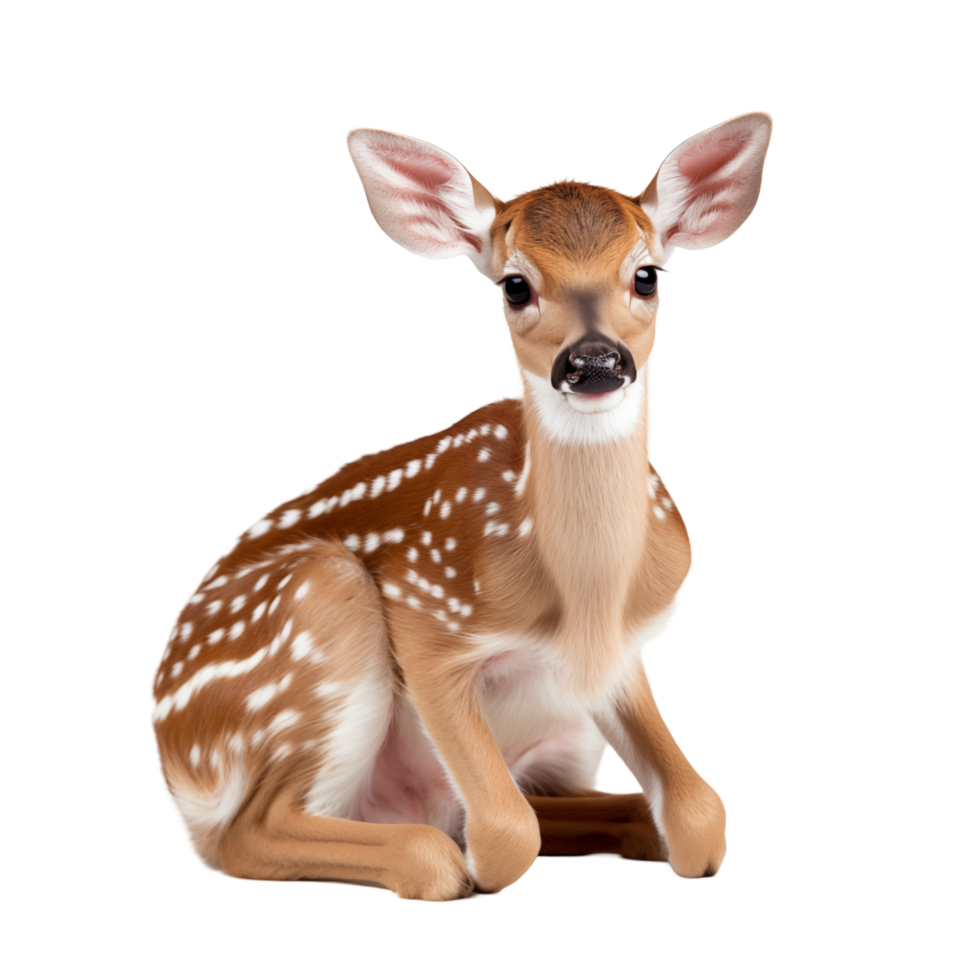Cute Baby Deer Fawn Sitting On Transparent Background With Innocent Expression png