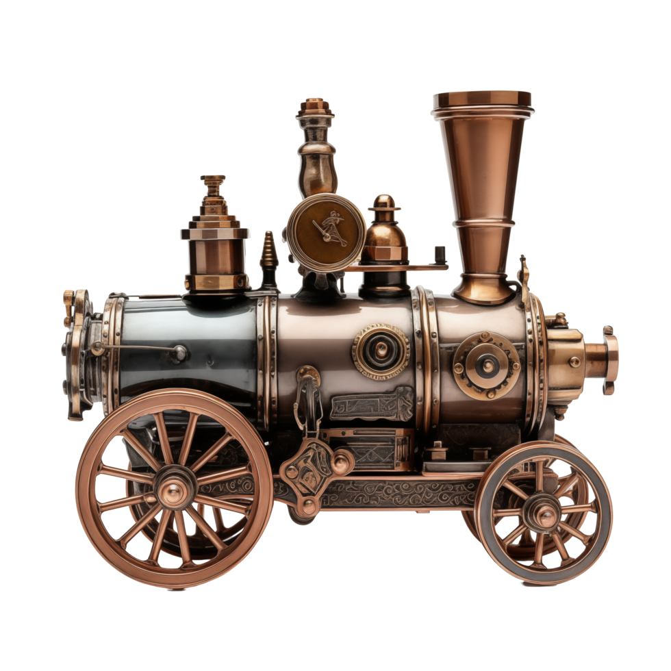 Antique Bronze Steam Locomotive Model With Intricate Details png
