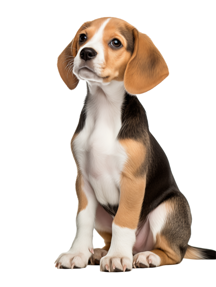 Adorable Beagle Puppy Sitting On Transparent Background Looking Upward png