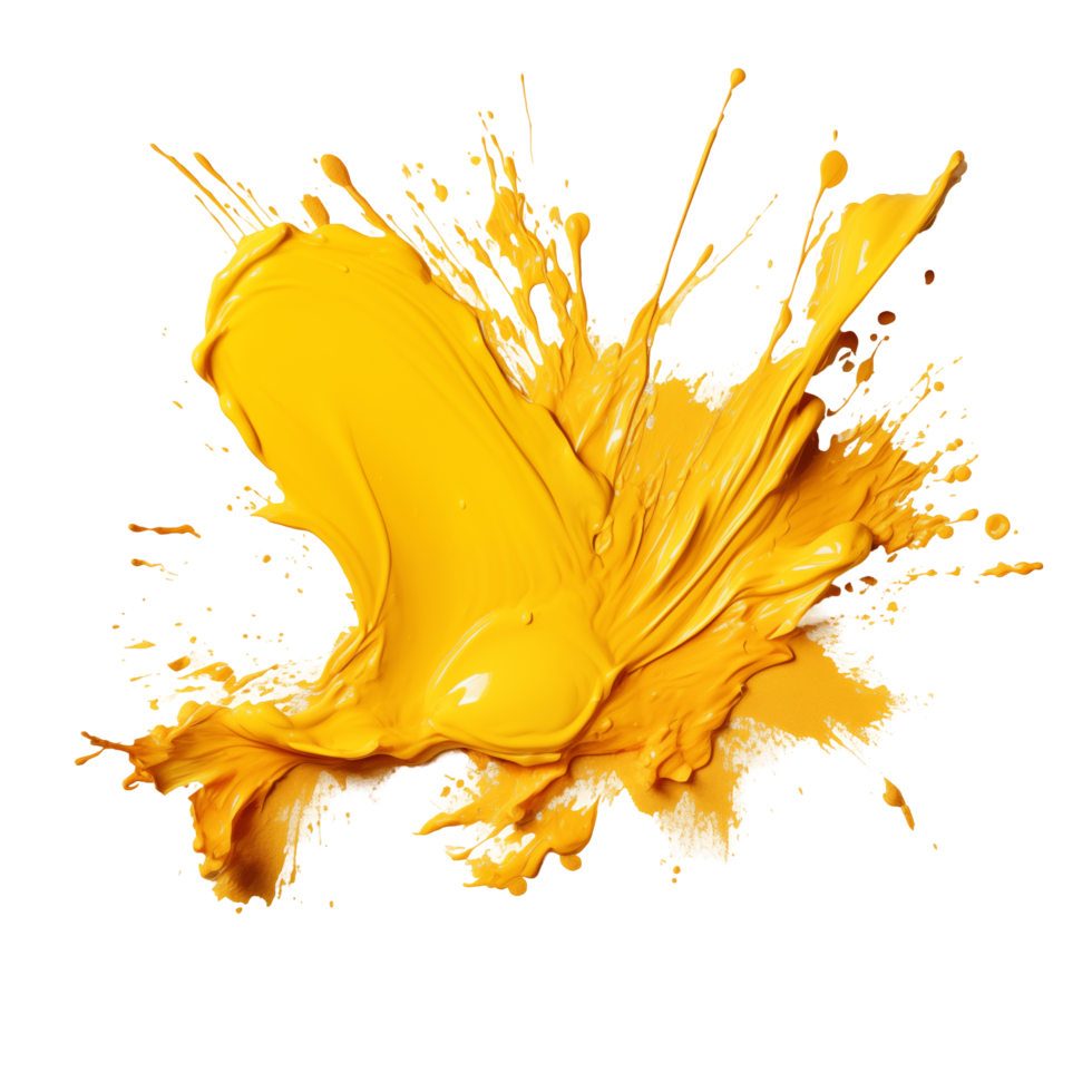 Splash Of Vibrant Yellow Paint Splatter On A Transparent Background png