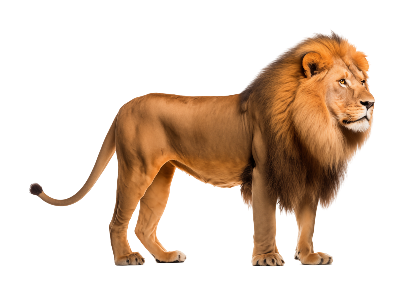 Side View Of A Majestic Male Lion Standing On Transparent Background png