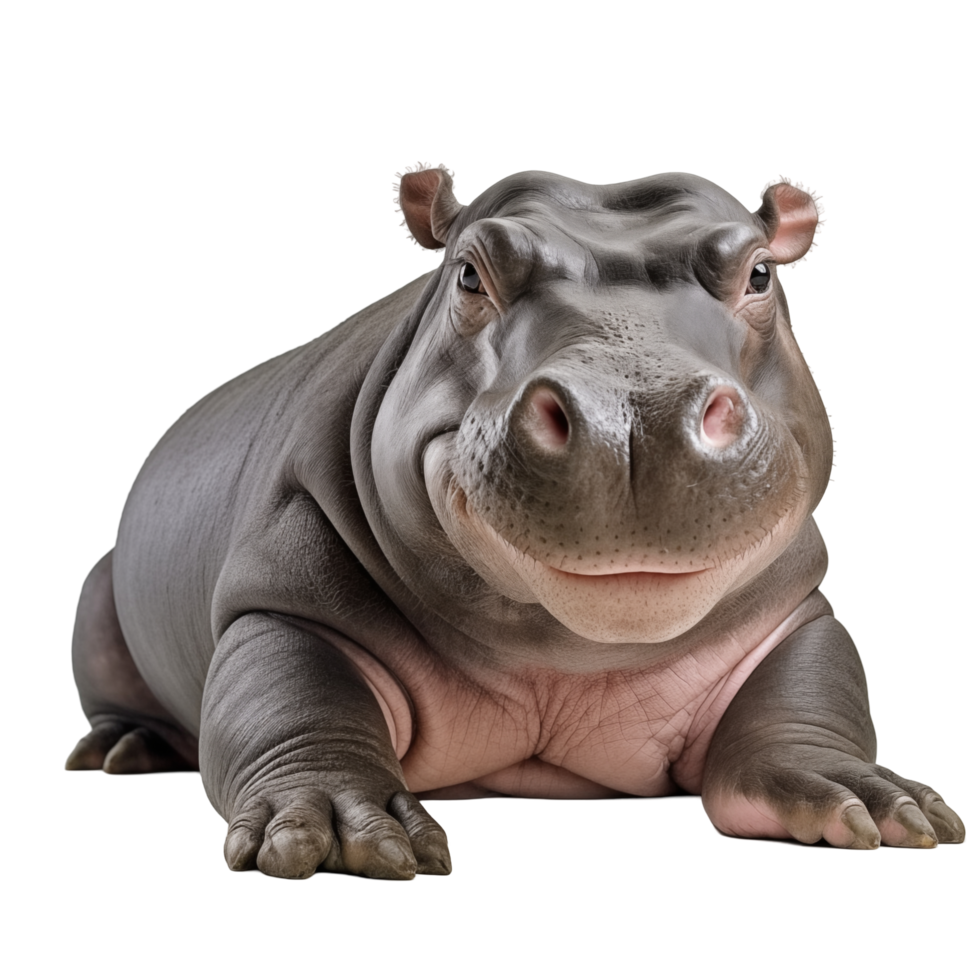 Happy Hippopotamus Lying Down With Relaxed Expression And Big Smile On Transparent Background png