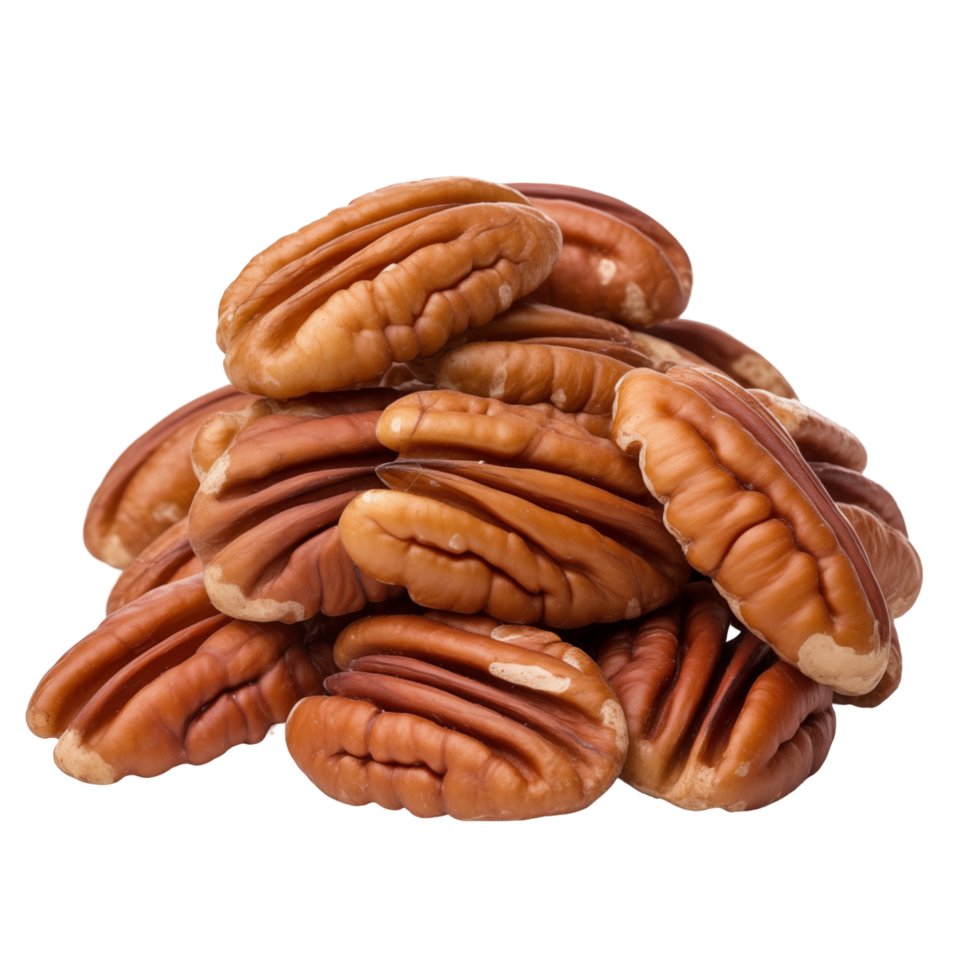 Pile Of Shelled Pecan Nuts In A Close Up View Displayed On A Transparent Background png