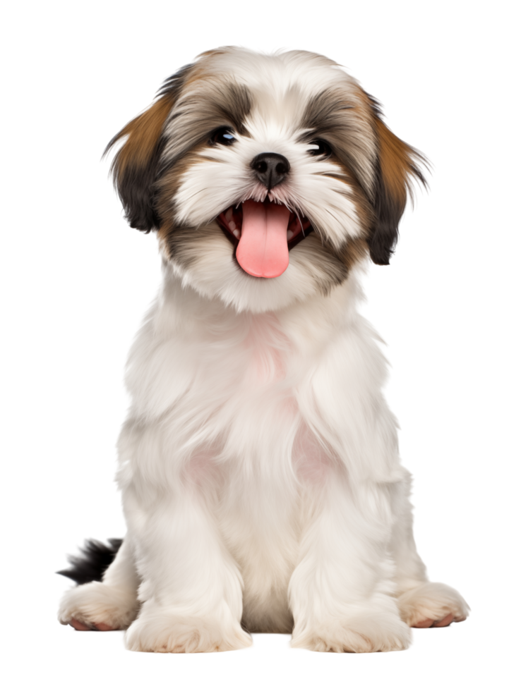 Adorable Shih Tzu Puppy Sitting And Smiling On Transparent Background png
