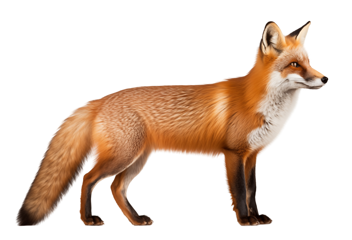 Side Profile Of A Majestic Red Fox With Bushy Tail On Transparent Background png