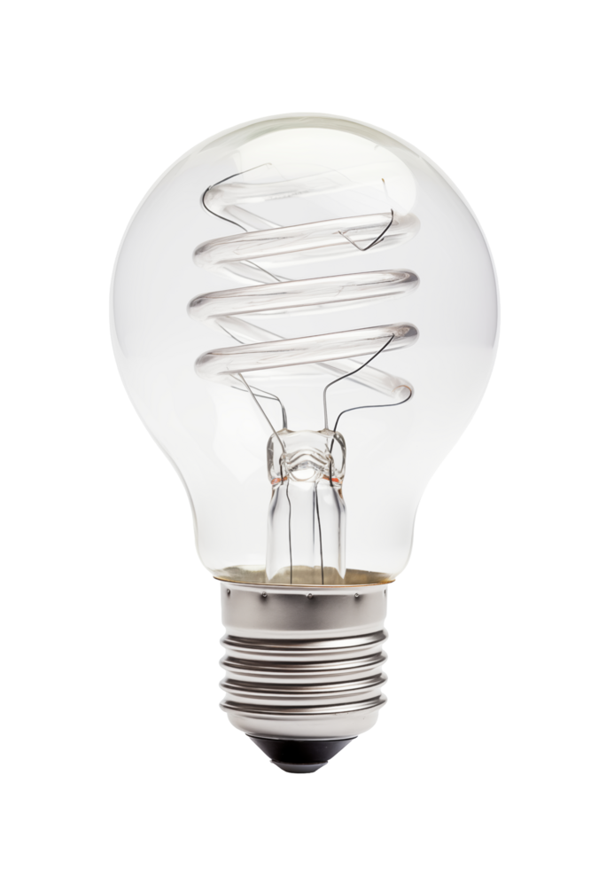 Clear Glass Light Bulb With Spiral Filament Detailed And Isolated On Transparent Background png