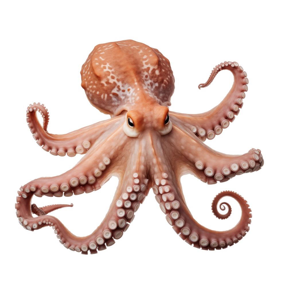 Realistic Octopus With Tentacles Spread Out Against White Background Detailed Marine Life png