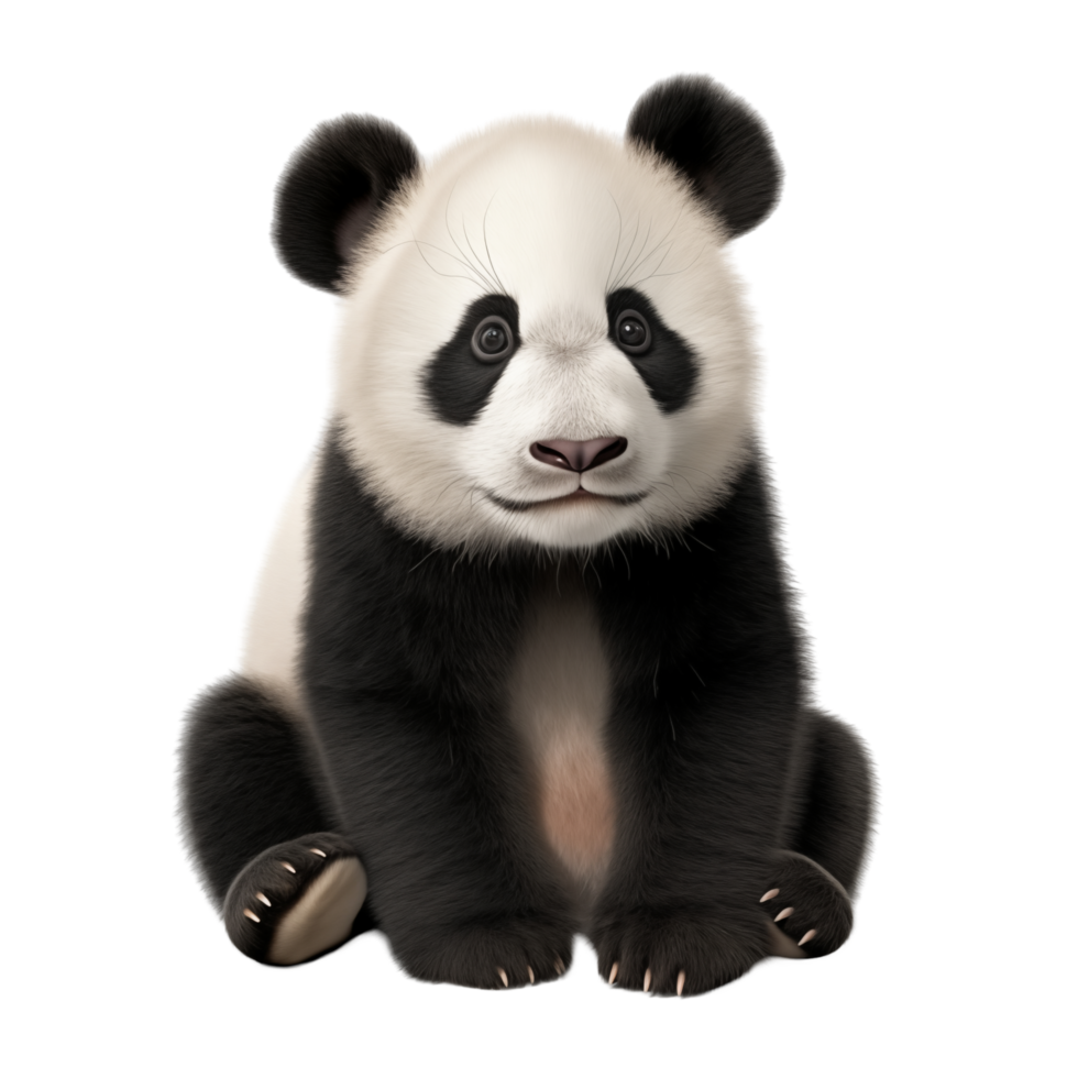 Adorable Panda Cub Sitting And Looking Forward Isolated On Transparent Background png