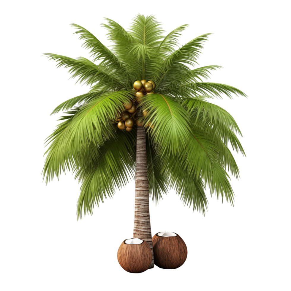 Tall Coconut Palm Tree With Coconuts On Transparent Background png