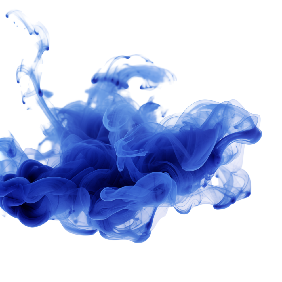 Abstract Blue Ink Cloud Floating In Water Creating Artistic Shapes Isolated On White png
