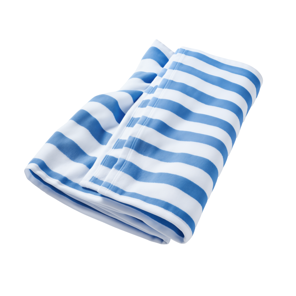 Soft Folded Blue And White Striped Towel Isolated On Transparent Background png