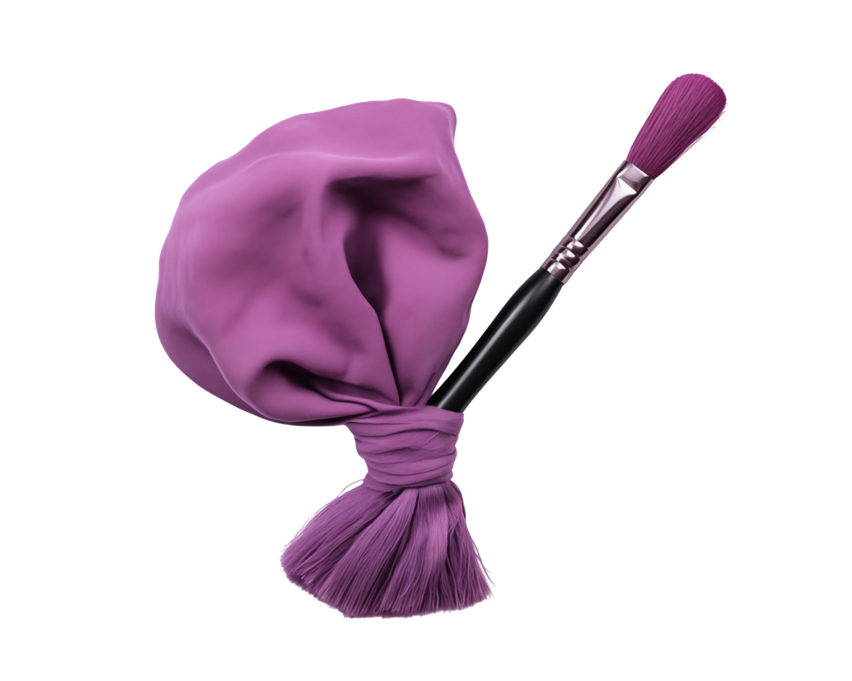 Elegant Purple Makeup Brush With Matching Fabric Isolated On White png