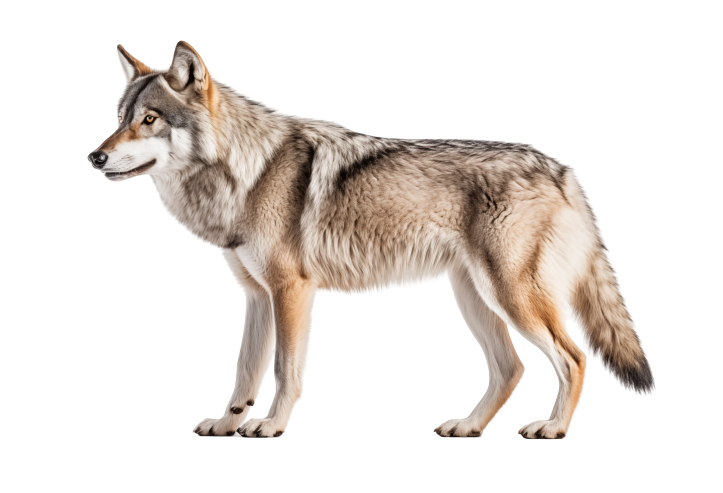 Majestic Gray Wolf Standing In Profile Isolated On Transparent Background png