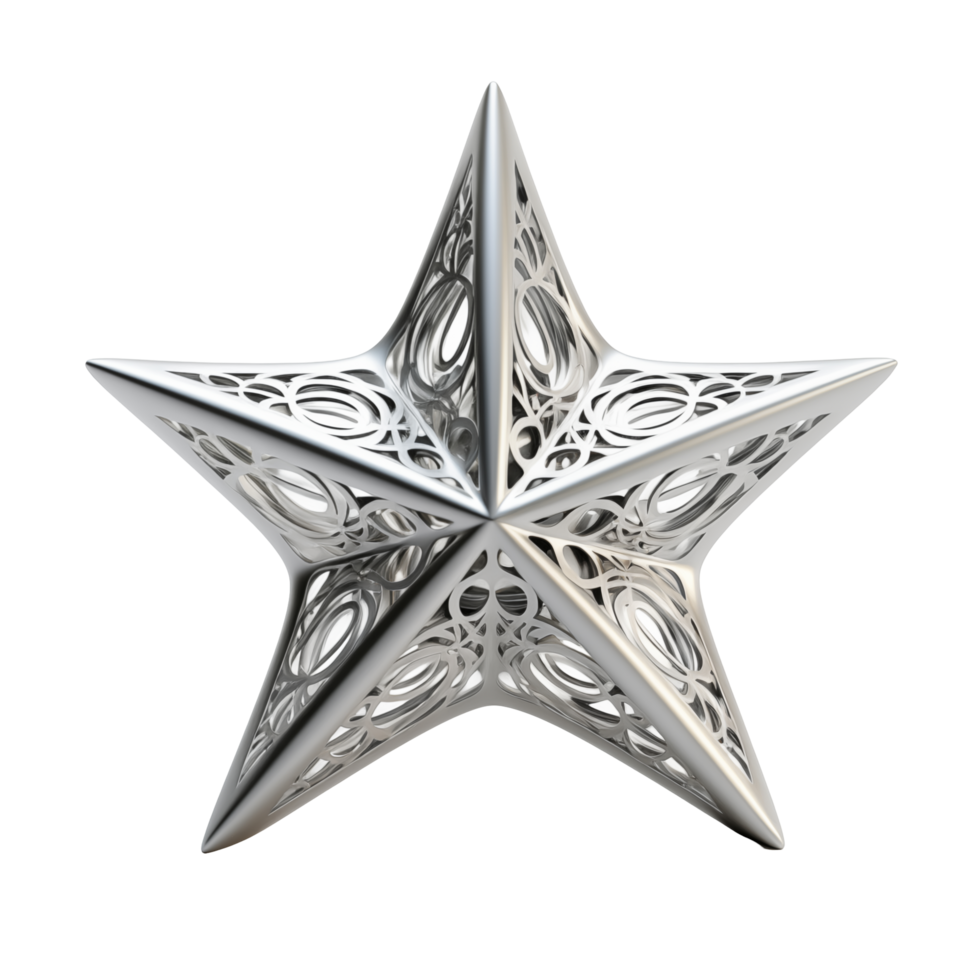 Intricate Metal Star Sculpture With Geometric Patterns Isolated On Transparent Background png