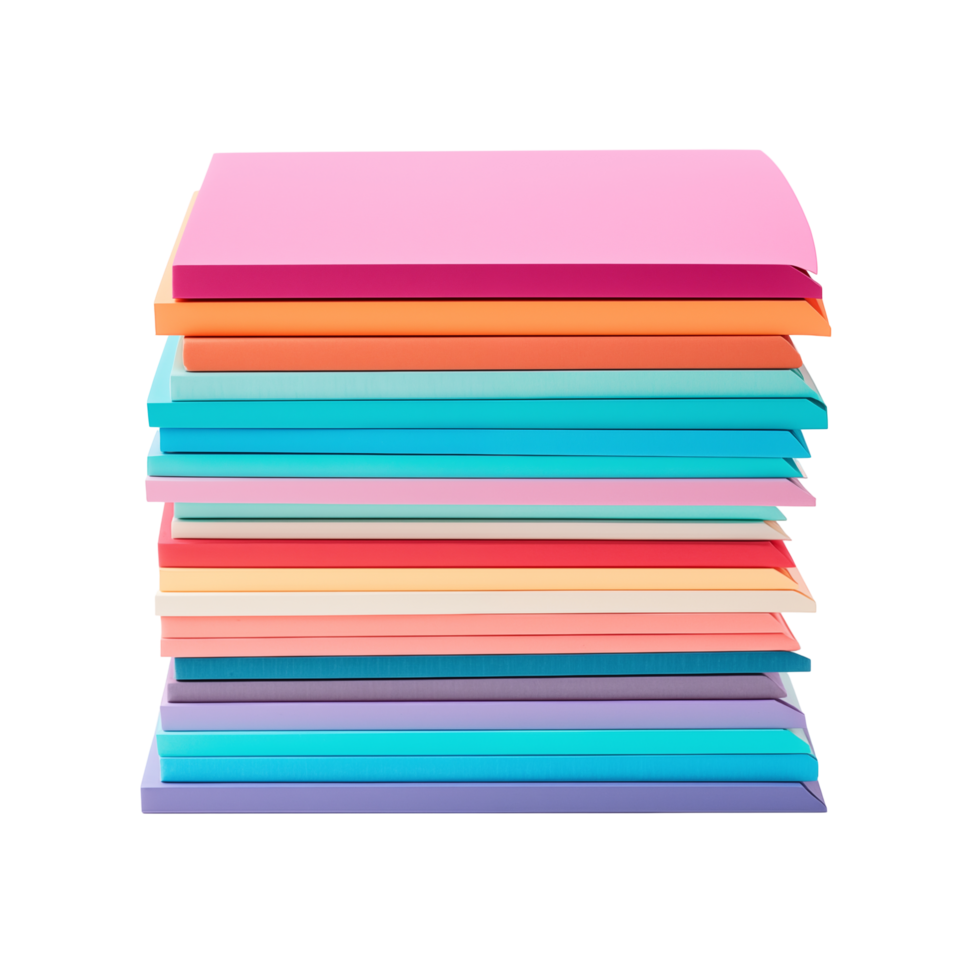 Stack of Bright and Colorful Notebooks Organized Neatly on a Transparent Background png