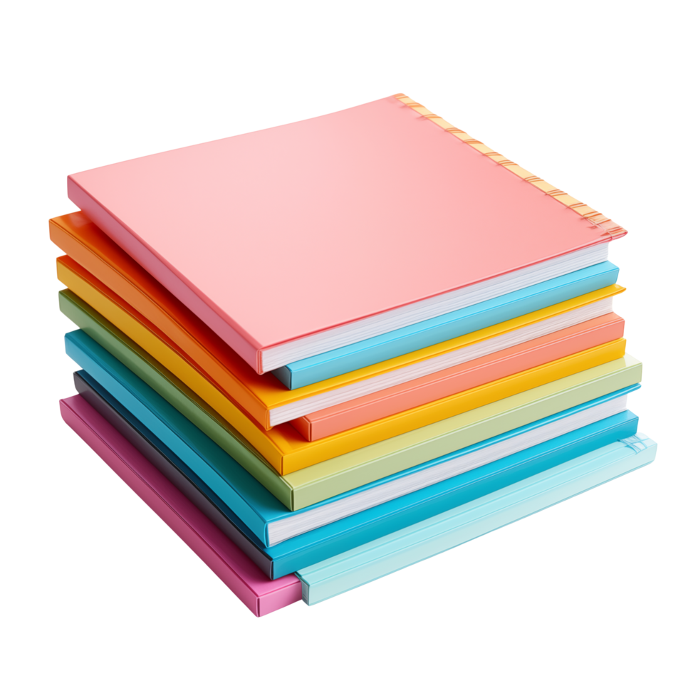 Stack Of Colorful Spiral Notebooks In Pastel Shades On Transparent Background png