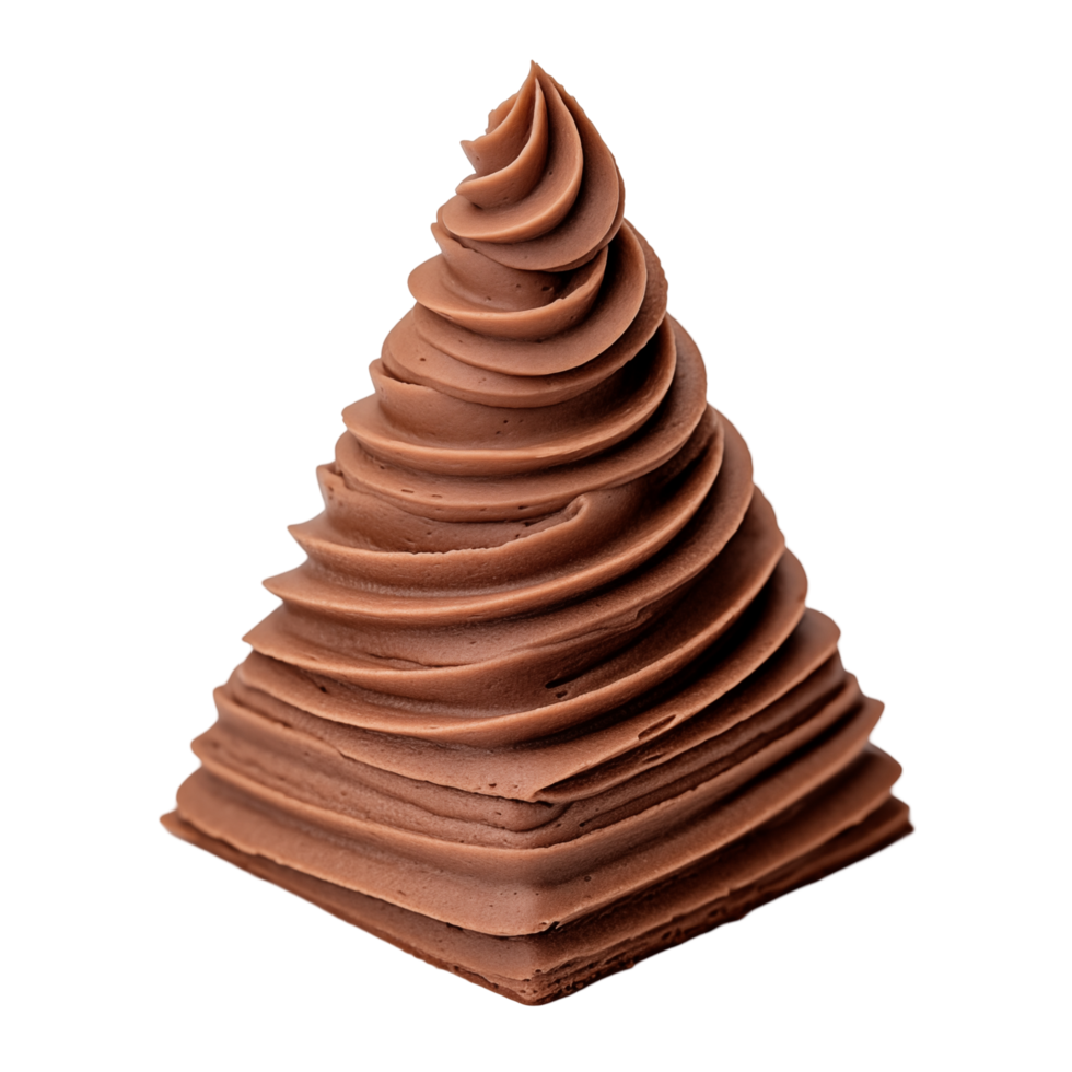 Swirl Of Chocolate Cream In Pyramidal Shape On Transparent Background png