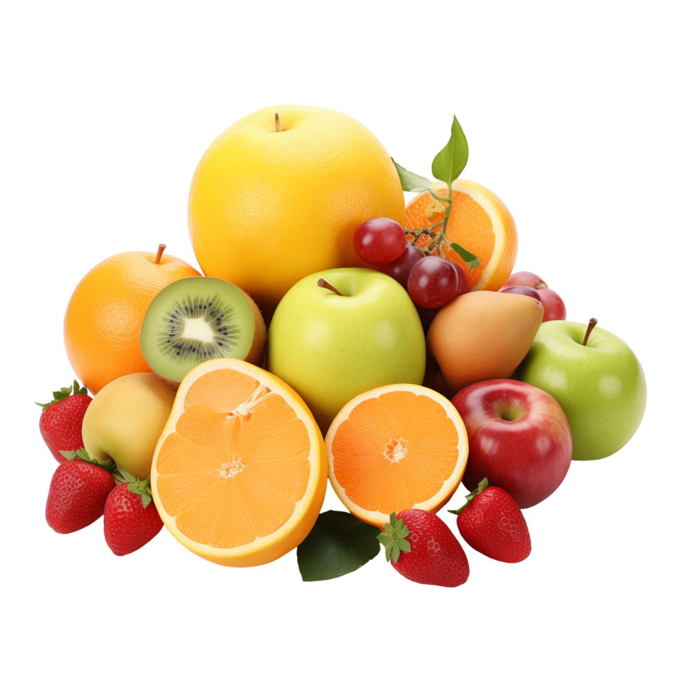 Assortment Of Fresh Fruits Including Apples, Oranges, And Grapes On Transparent Background png