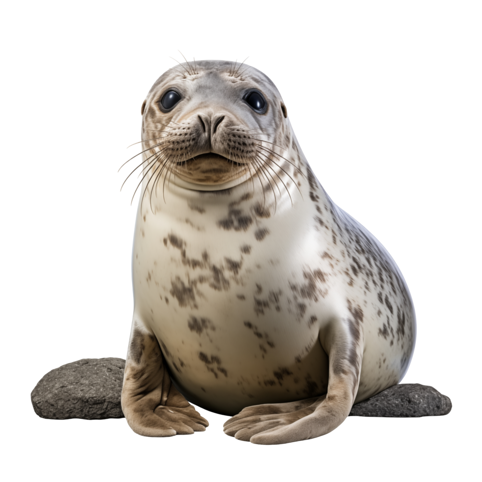 Adorable Seal Pup Sitting On Rocks With A Curious Expression png