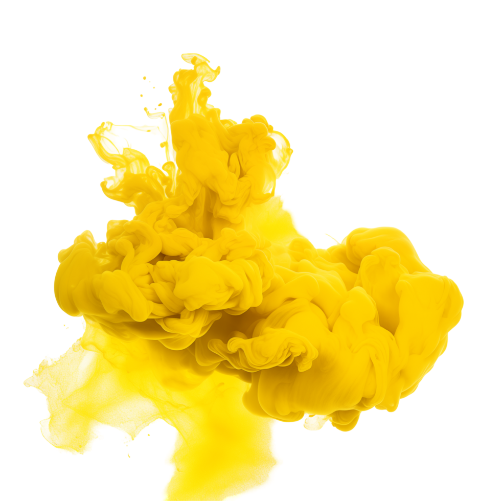 Vibrant Yellow Ink Splashing And Swirling In Water Creating Abstract Shapes png