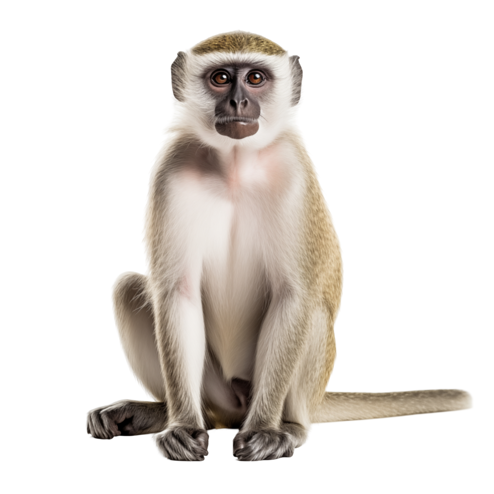 Sitting Monkey With Focused Gaze And Light Fur In A Relaxed Position png