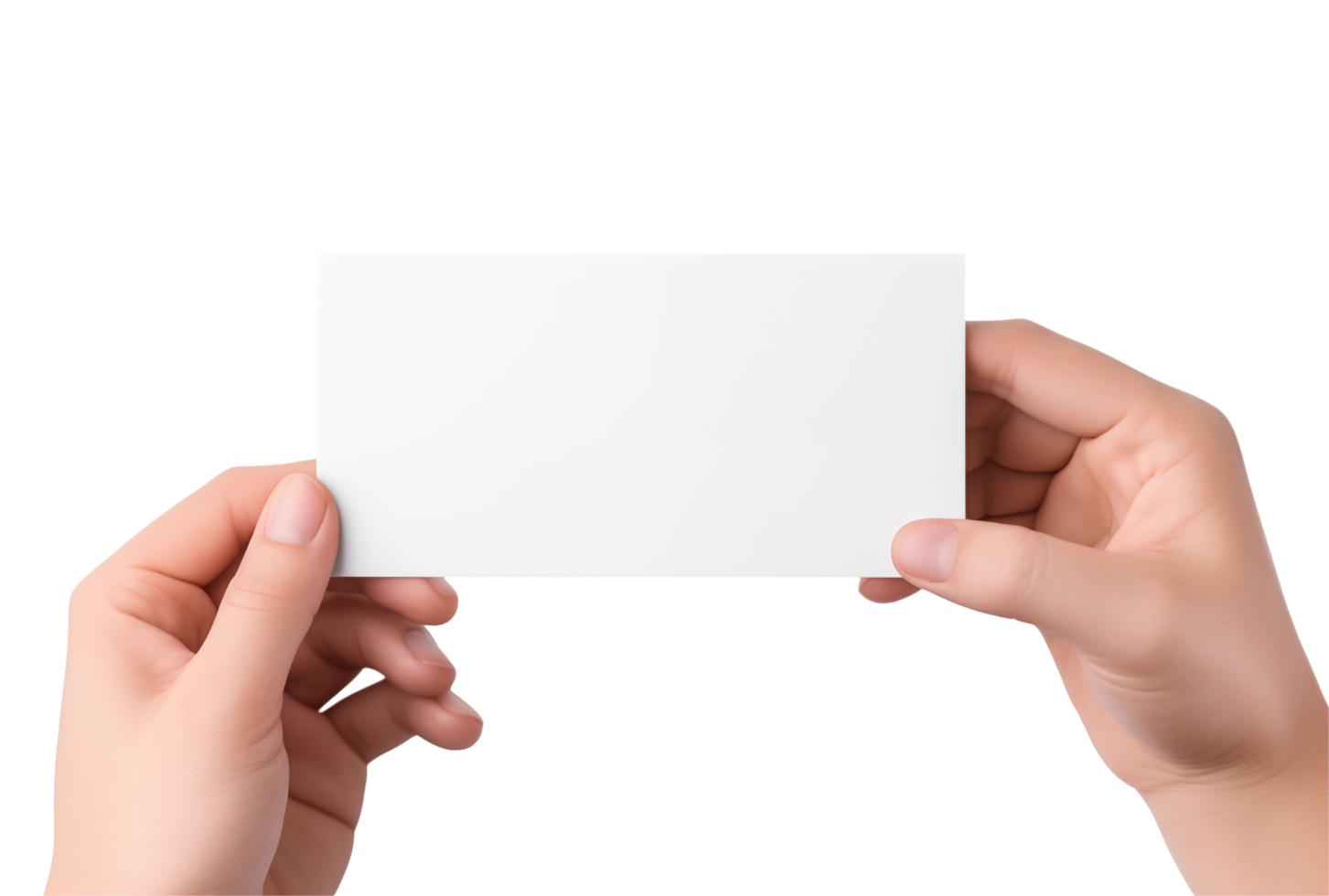 Close-Up Of Hands Holding A Blank White Card On Light Background png
