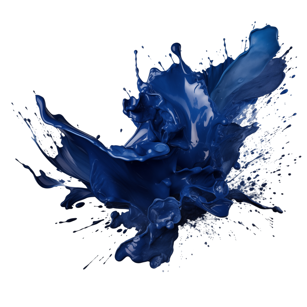 Splash Of Dark Blue Paint Captured Mid-Air On Transparent Background png