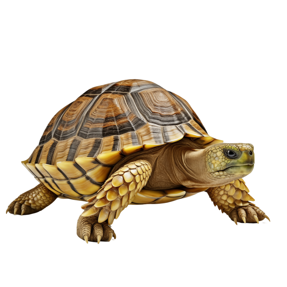 Large Brown Tortoise With Detailed Shell And Scaly Skin Walking Slowly png