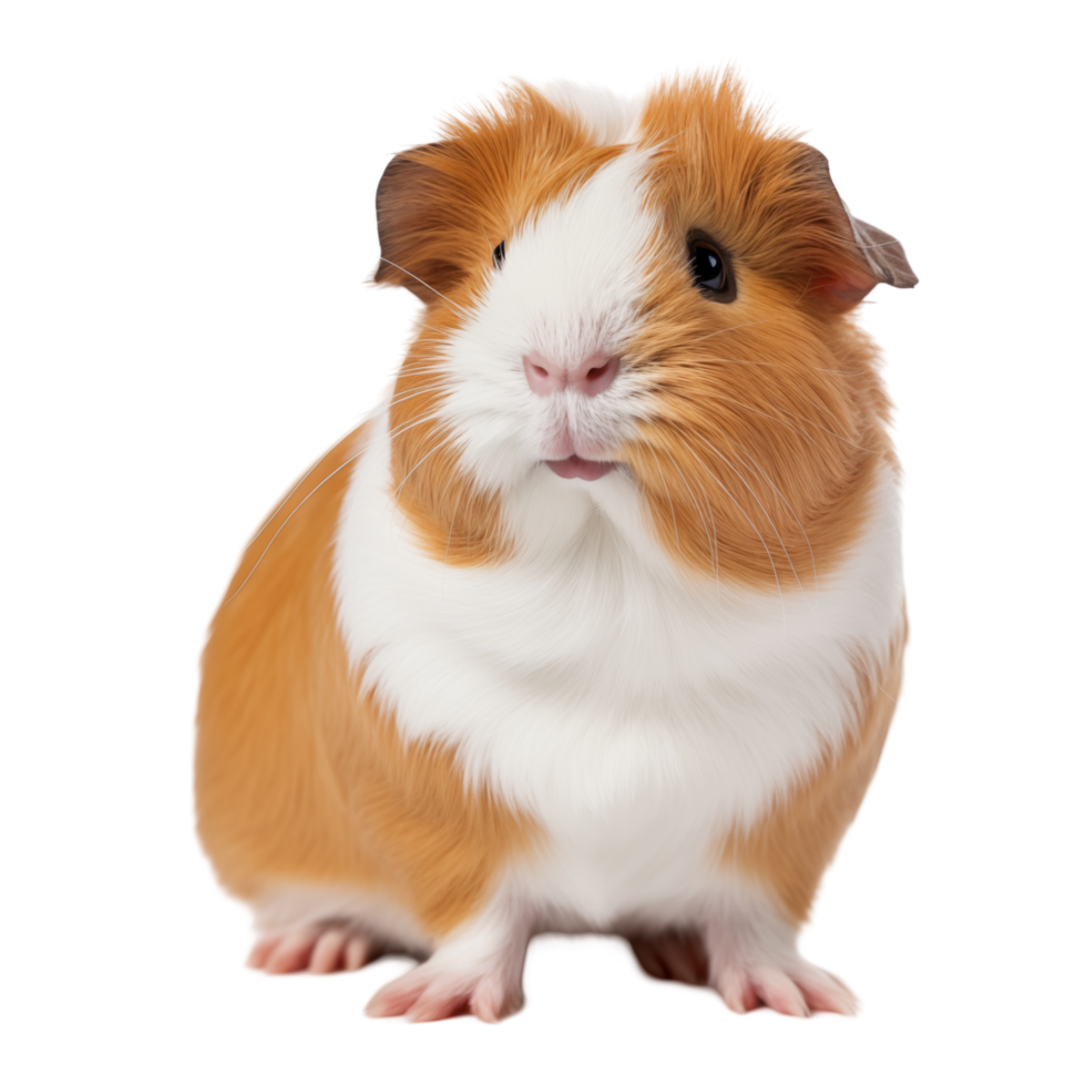 Adorable Guinea Pig With Brown And White Fur Sitting On A Transparent Background png