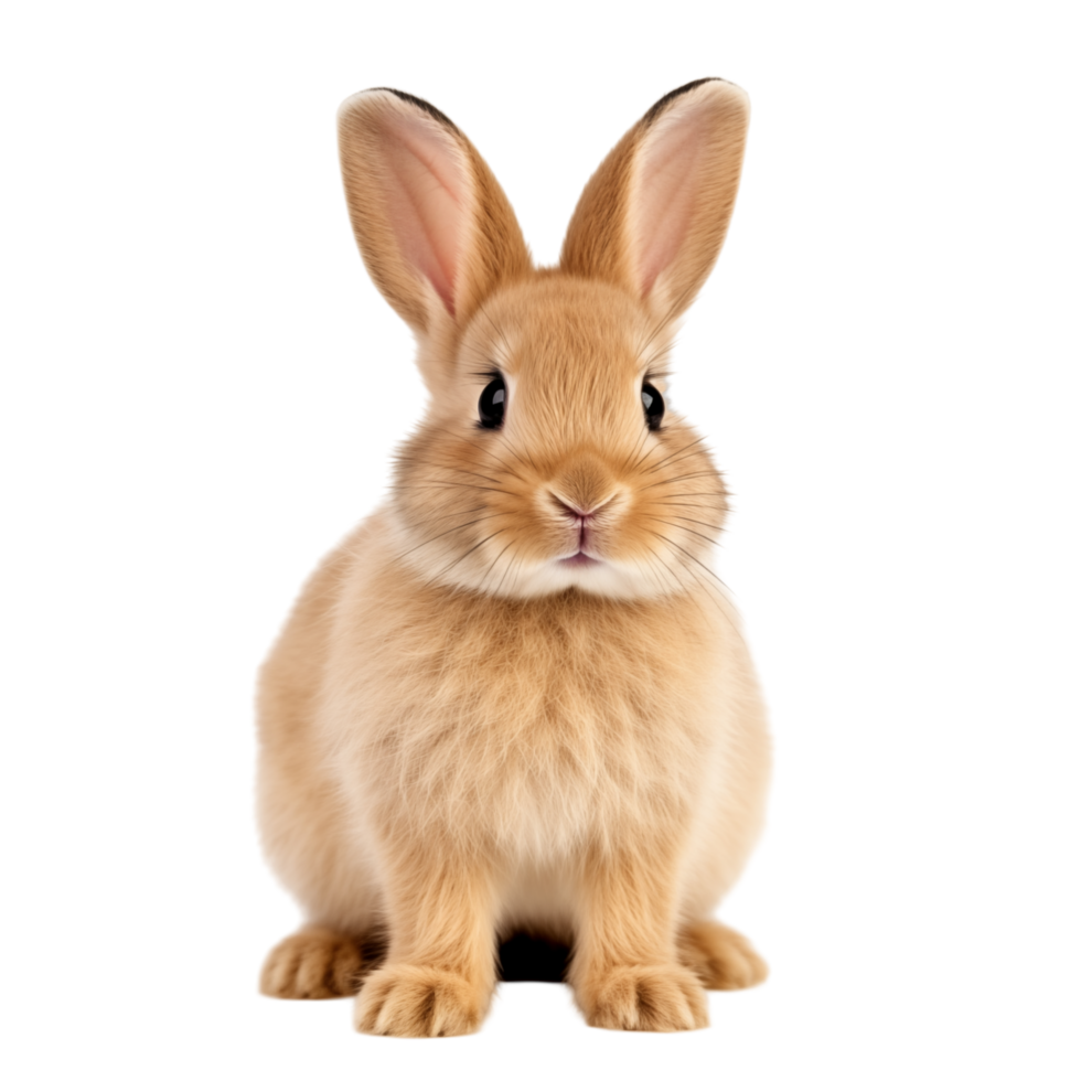 Cute Fluffy Rabbit Sitting On Transparent Background Looking Forward png