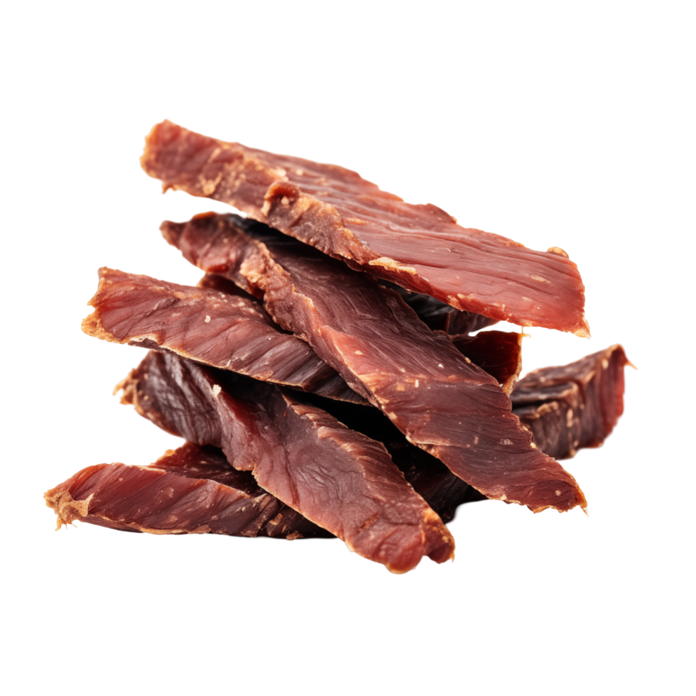 Stack Of Dried Beef Jerky Strips On Transparent Background png