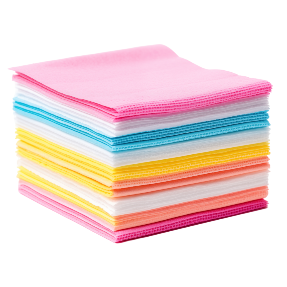 Stack Of Colorful Napkins Arranged Neatly Against Transparent Background png