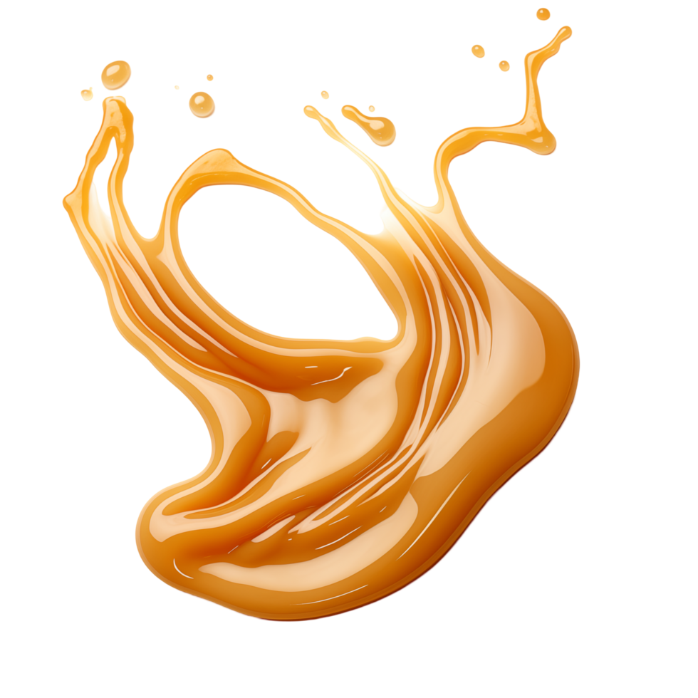 Dynamic Splash Of Liquid Caramel With Smooth Texture On A Transparent Background png
